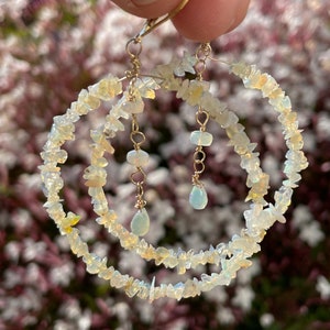 Ethiopian Opal Rough-cut Chip and Gold-filled Hoop Earrings image 7