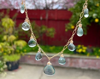 Le Jardin - Teal Fluorite Drop Necklace in 14K Gold-filled