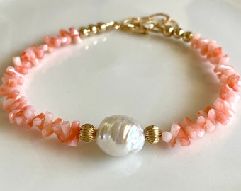 Japanese Branch Coral and Ripple Pearl Bracelet