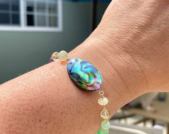 Mermaid Bracelet - Abalone and Gemstone Gold-filled Bracelet