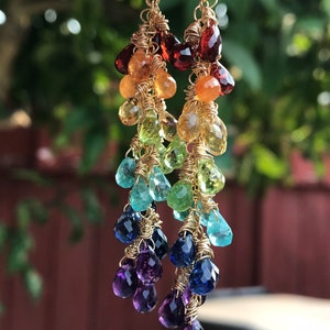 Bright Rainbow Waterfall Earrings