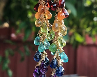 Bright Rainbow Waterfall Earrings
