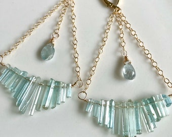 Aquamarine and Gold-filled Trapeze Earrings