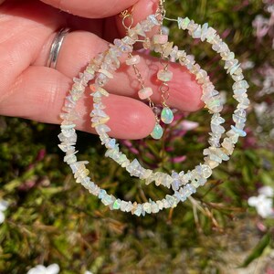 Ethiopian Opal Rough-cut Chip and Gold-filled Hoop Earrings image 6