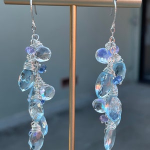 Aurora - Sky-blue Topaz, Tanzanite, Kyanite, and Rainbow Quartz in Sterling Silver