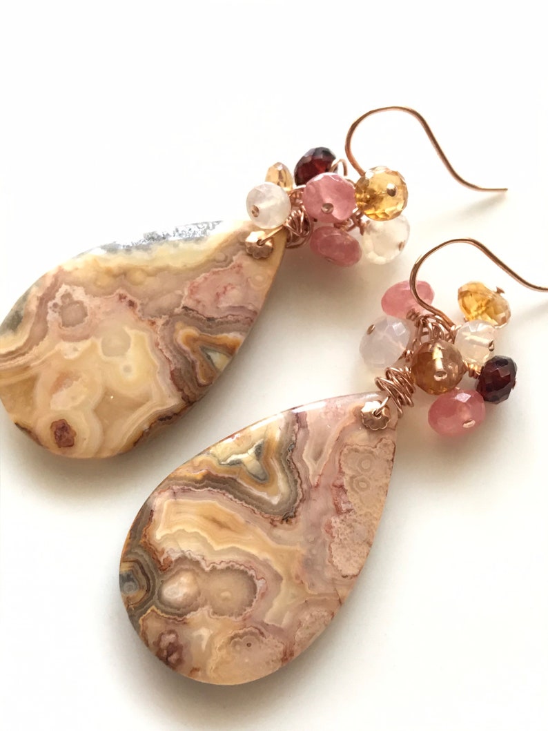 Crazy Lace Agate and Gemstone Earrings