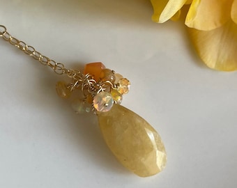 Jonquil - Heliodor, Ethiopian Opal, Citrine and Carnelian Necklace