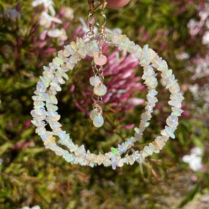 Ethiopian Opal Rough-cut Chip and Gold-filled Hoop Earrings image 4
