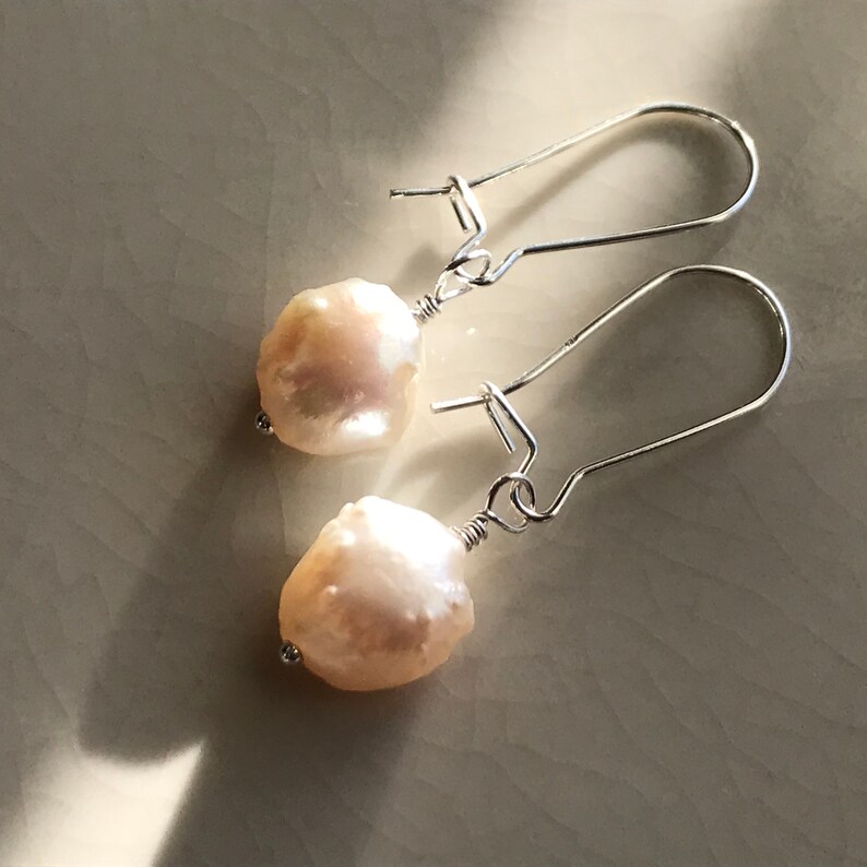 White Rosebud Freshwater Pearl Earrings in Sterling Silver image 3