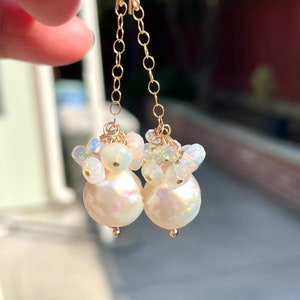 Edison Pearl and Ethiopian Opal Drop Earrings image 7