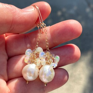 Edison Pearl and Ethiopian Opal Drop Earrings image 2