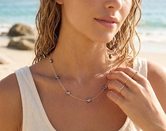 Silver Tahitian Keishi Choker Necklace
