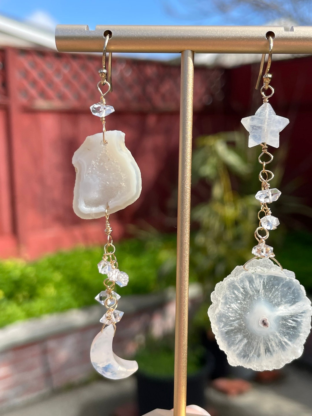 Winter Sky Rainbow Moonstone Geode Solar Quartz and Etsy