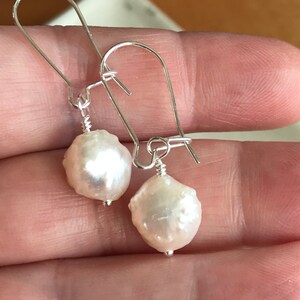 White Rosebud Freshwater Pearl Earrings in Sterling Silver image 4