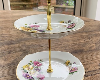 2 Tier Mini Floral Cake Stand