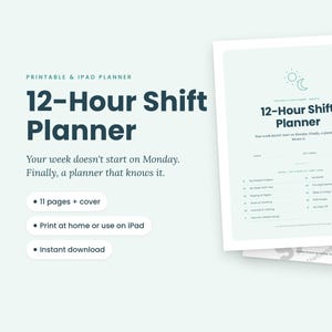 Nurse Shift Planner Printable, 12 Hour Shift Calendar, Night Shift Planner, Rotating Schedule, Overtime Tracker, Nurse Gift, Digital PDF