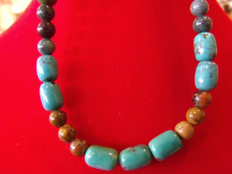 Southwest Turquoise and Sterling Silver Beaded Necklace - Etsy