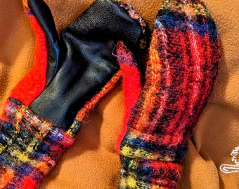 Felted Winter Mittens | Upcycled | Warm Lined Mittens  | Long Mittens