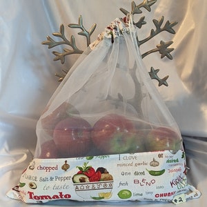 Zero Waste Produce Bag | Reusable Produce bags | Eco Friendly Produce Market Bags | Zero Plastic Produce Bag with slide closure | LARGE