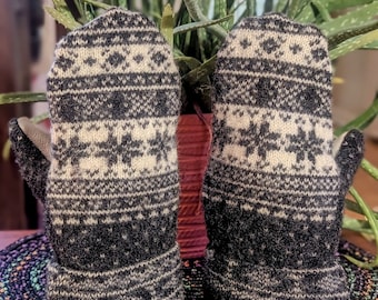 Felted Winter Mittens | Upcycled | Warm Lined Mittens