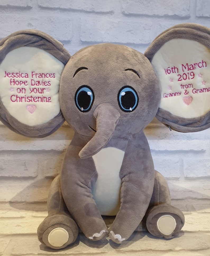 Personalised Tusker Elephant bear my 1st teddy add any name boys girls baby toddler newborn nursery ellie boys girls gift birthday