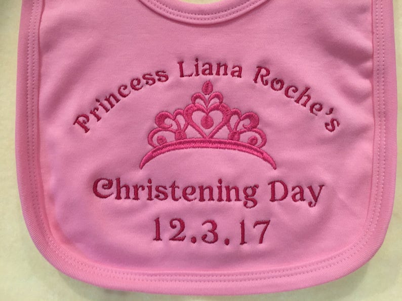 Embroidered Princess Crown Personalised Baby Bib Baby/'s Name Birthday Gift