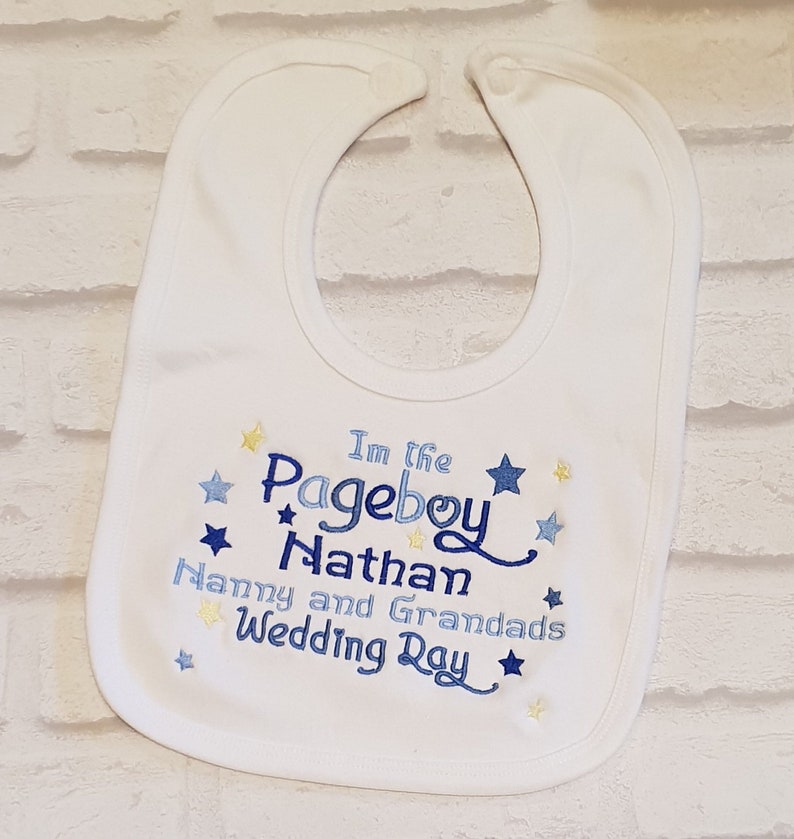 Personalised Baby Bib Will you be our Page Boy Baby Bib Wedding Pageboy Bib