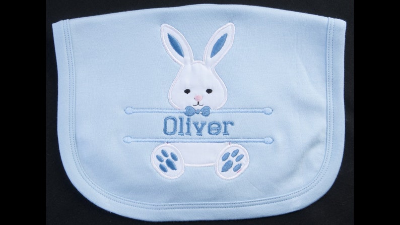 MY 1ST EASTER BABY BUNNY BIB NEW PERSONALISED NAME BOY GIRL GIFT NEW PINK BLUE 