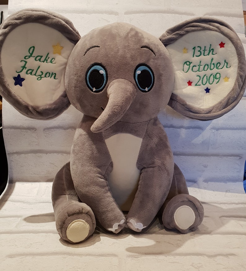 Personalised Tusker Elephant bear my 1st teddy add any name boys girls baby toddler newborn nursery ellie boys girls gift birthday