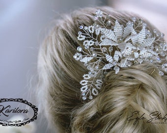 Bridal/ Bridesmaids Hair Comb, silver and white Bridal Hair Accessories, Wedding/Prom Headpiece, silver Hair Comb