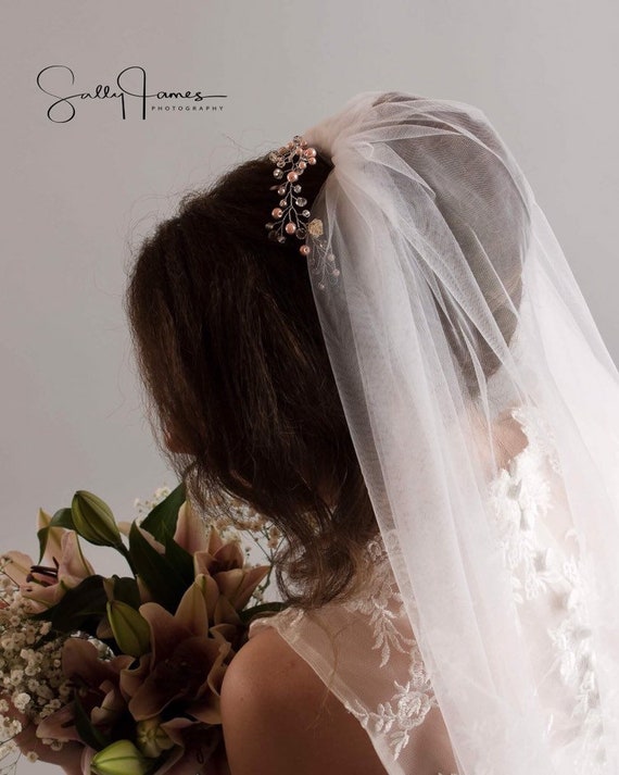 Hair Vine Silver Blush Pink Bridal Hair Jewelry Wedding Prom Etsy