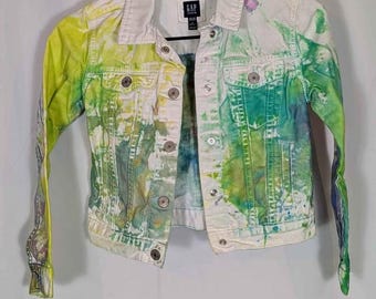 Veste en jean Gap Kids unique, peinte à la main, taille M (8-9 ans)