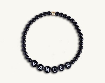 Alphabet Letter Bead Name Bracelet (Black Onyx)