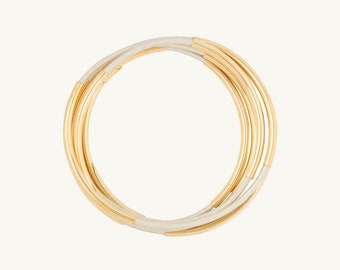 Sarah Cameron Jewelry Original Wrap Bracelet, Leather Wrap Bracelet (22k Gold/Beige)