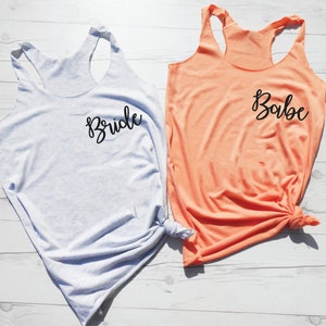 Bride and Babe Tanks | Babe Bachelorette Tanks | Bridesmaid Tanks | Racerback Tanks | Bride Babe Tank Tops | Flowy Loose Soft Tank Tops