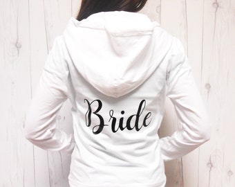 Mrs Bride sweatshirt jacket. Bride hoodie. Bridal hoodie. Bridal sweatshirt Zip-Up. Mrs hoodie sweatshirt jacket. Bachelorette Zipup.