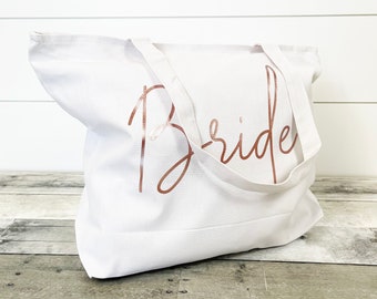 Varsany White Brides Entourage Luxury Crystal Bride Tote bag wedding party gift bag Cotton by CrystalsRus