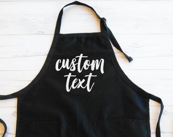 Custom Aprons for Womens Aprons with Pockets Hostess Gift Ideas Personalized Apron Red Navy White Black Royal Aprons Personalized