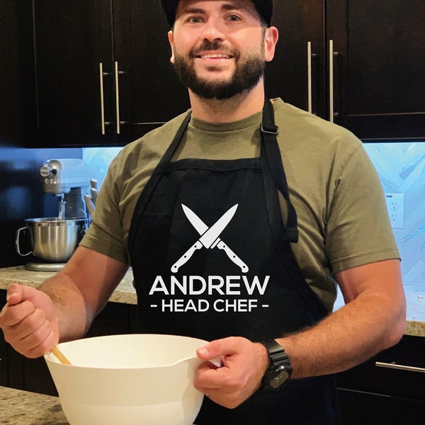 Head Chef Apron - Custom Mens Apron - Personalized Apron - Dad Husband Birthday Gift - Father's Day Gift - Father's Day Apron - Dad Gift