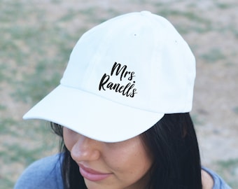 Bride Gift. Wedding Gift. Bridal Shower Gift. Personalized Dad Hat. Custom Dad Hat. Mrs Dad Hat. Mrs Hat. Custom Last Name Hat. Adjustable