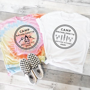 Camp Bachelorette Tie-Dye Tees, Camp Bachelorette Tie Dye Tshirts, Tie Dye Bachelorette Party Shirts, Girls Trip Tie Dye T-Shirts, UNISEX