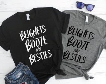 Beignets Booze and Besties - NOLA Bachelorette Tees - NOLA Bachelorette Shirts - New Orleans Bachelorette Party - Bridesmaid Shirts Tees