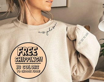 Personalized Mrs Sweatshirt, Mrs Last Name Sweatshirt, Bride Personalized Sweatshirt, Wifey Sweatshirt, Bride Sweatshirt, Mrs Custom