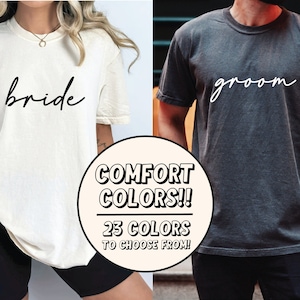 Comfort Colors Bride and Groom Shirts, Bride Shirt, Groom Shirt, Comfort Colors Tees, Honeymoon Tees, Matching His and Hers Shirts Tees image 1