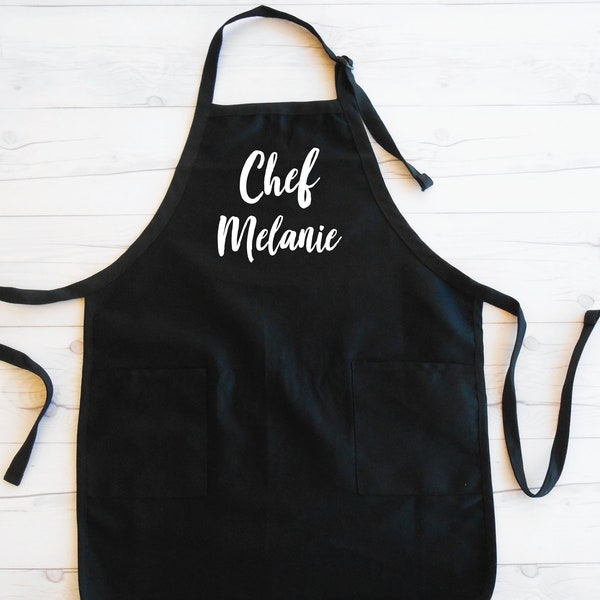 Chef Name Apron | Personalized Name Apron | Chef Apron | Cute Christmas Gift for Baker | Grilling Apron | Head Chef Apron | Master Chef Gift