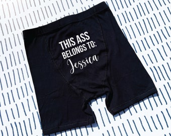 This Ass Belongs To Briefs, Mens Briefs, Mens Boxer Briefs, Funny Engagement Gift, Wedding Gift, Gag Gift Husband Fiance, Funny Briefs Mrs