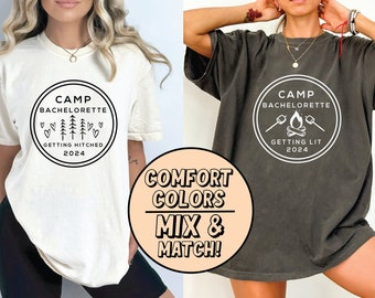 Comfort Colors Camp Bachelorette Shirts, Camping Bachelorette Tees, Oversized Shirts, Comfort Colors Tees, Camp Bach Shirts, Hitched Lit