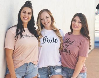 Bridesmaid Shirts, Bridesmaid Tees, Bridal Party Shirts, Mauve Peach Blush Colors, Pastel Color Tees, Bachelorette Party Shirts Matching