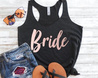 Bride Tank, Bride Racerback Tank, Tri-Blend tank Top, Bride Flowy Tank, Gift for Bride, I Said Yes, Wedding Tank, Honeymoon Tank, Bride Top