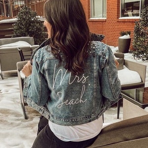 Bride Denim Jacket, Customized Personalized Jacket, Future Mrs., Bride to Be Jean Jacket